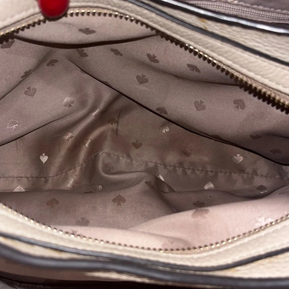 Kate Spade Leila Colorblock Cream and Tan Shoulder Bag Tote 3 Compartment Purse